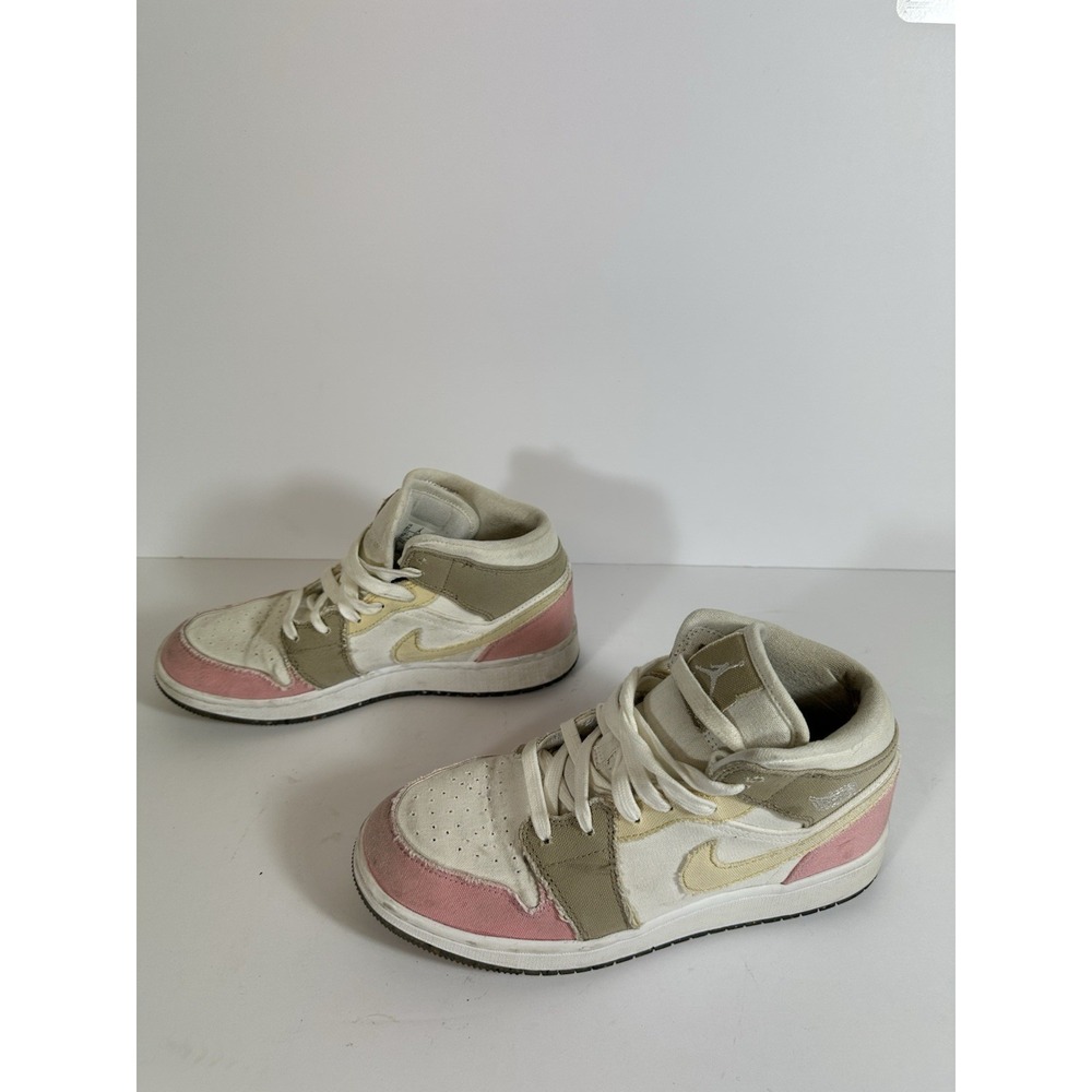Nike Air Jordan 1 Mid Top SE GS Pastel Grind Girls 6Y Sneakers DJ0338-100 B-Ball